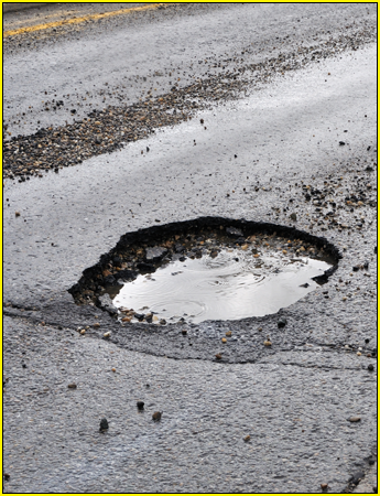 Pothole in Road in Midland, TX